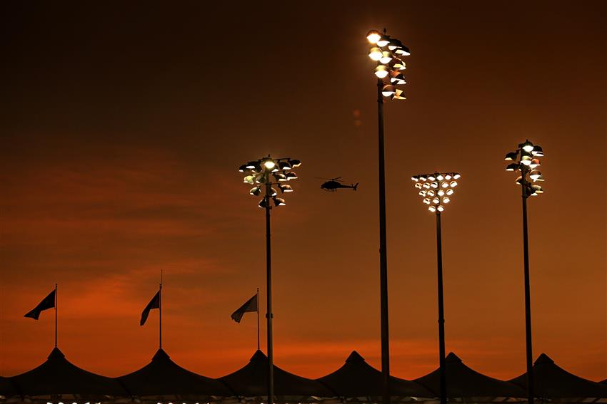 Helicopter and Floodlights